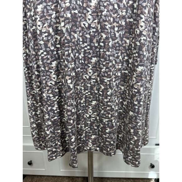 Garnet Hill Pocket Detail Trapeze Dress Long Sleeve Brown Abstract Print Size L - Picture 4 of 13